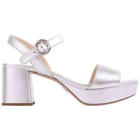 prada sandals silver|prada block heel sandals.